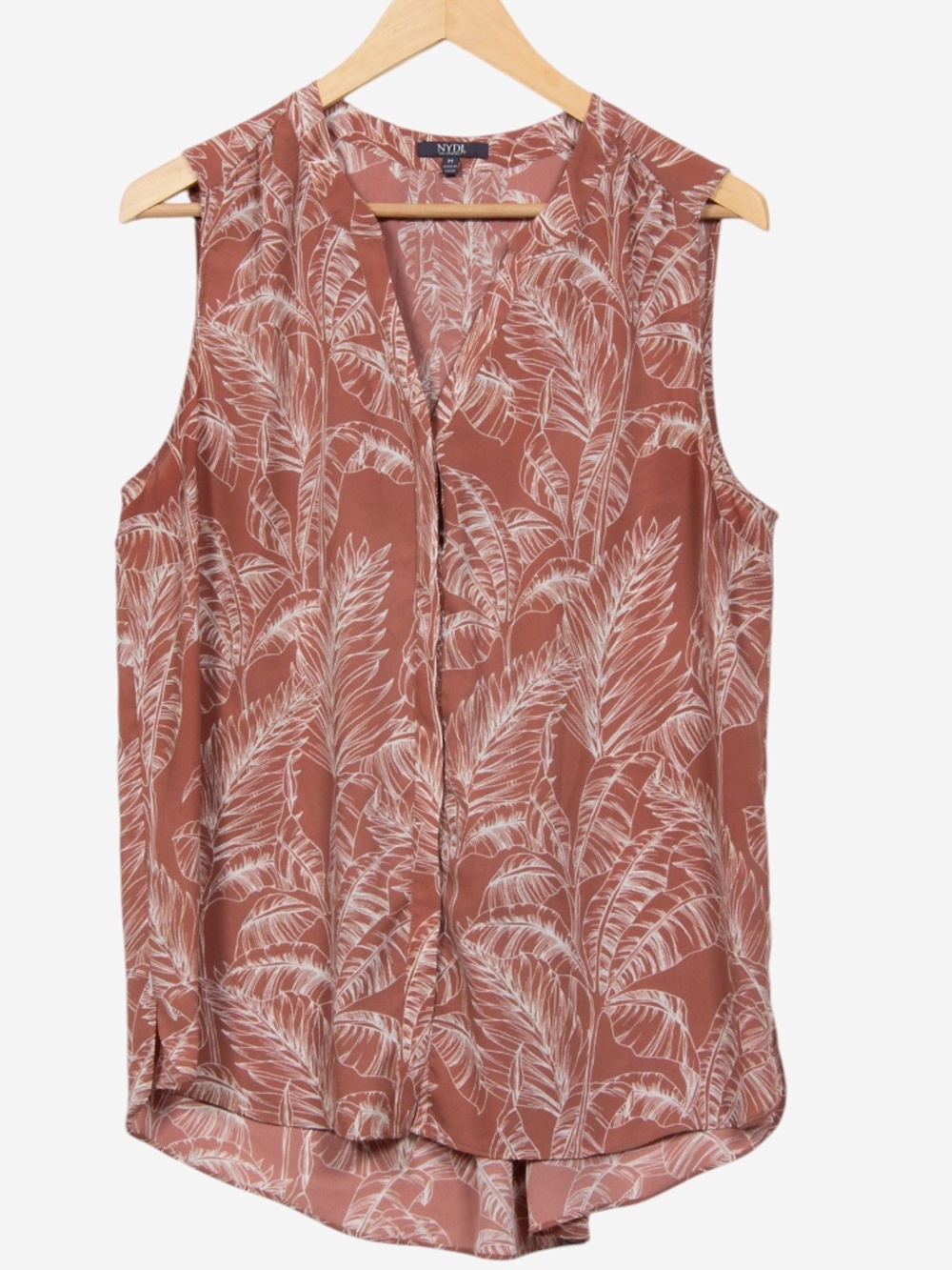 NYDJ botanical bohemian leaf print button down summer tank top
